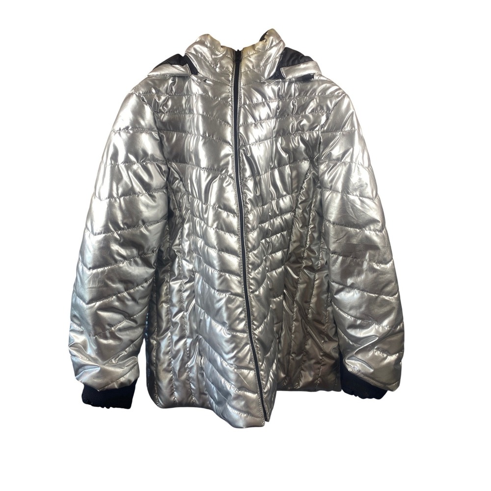 Xersion Jacket Womens Large Metallic Puffer Coat Lifestyle Outdoors Hooded